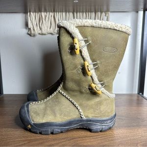 Keen Leather Sherpa Lined Winter Boots Sz 4 Girls